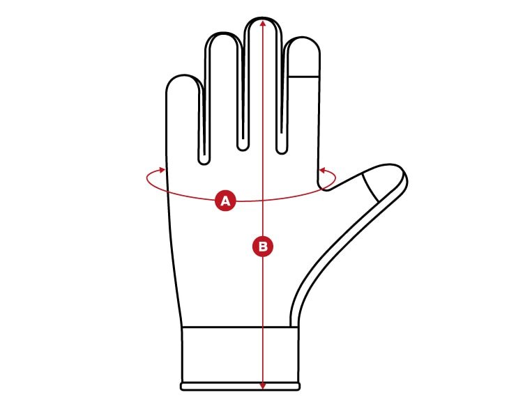 DW cycling gloves size chart