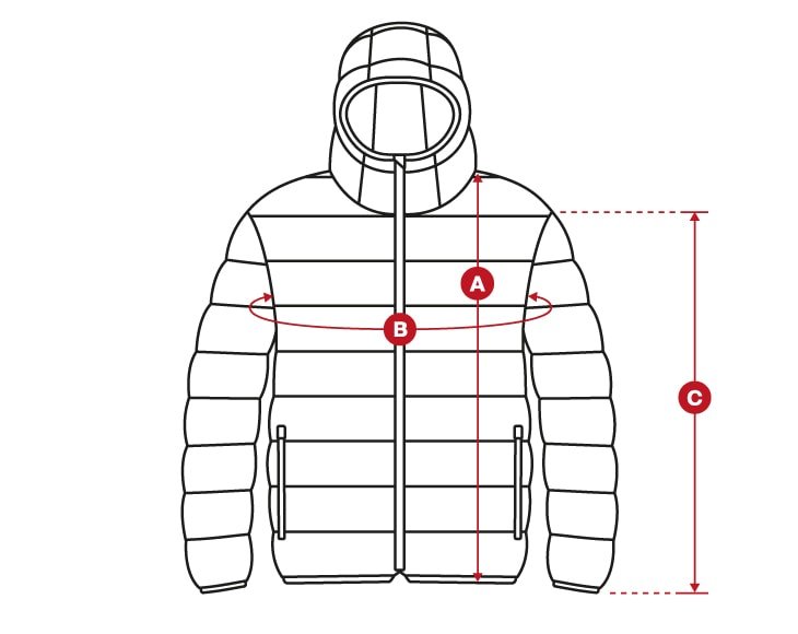 Snow puffer jacket size chart