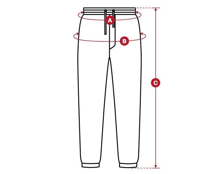 Gym jogger pants size chart