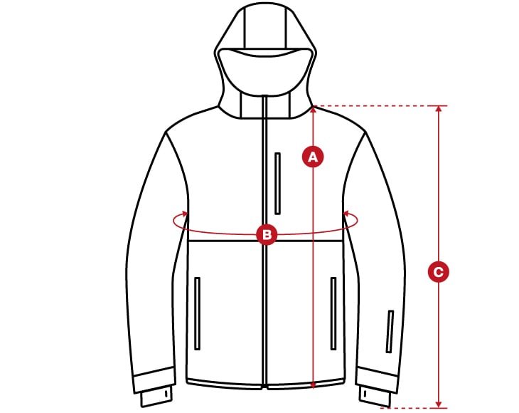 Snow W2 jacket size chart