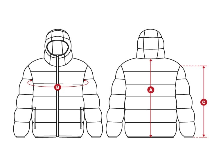 Snow puffer jacket kids size chart