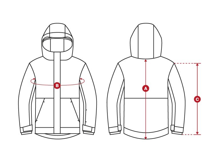 Snow insulation jacket kids size chart