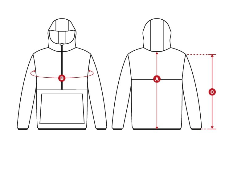 Snow polar hoodie jacket size chart