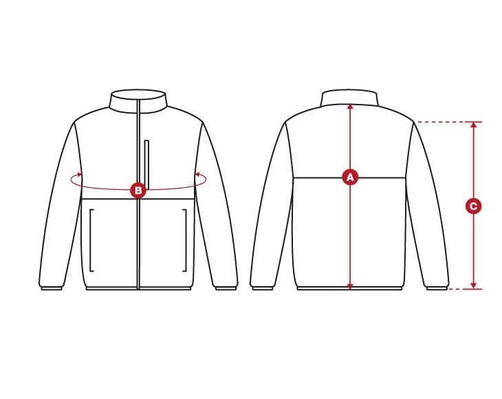 Snow polar ripstop jacket size chart