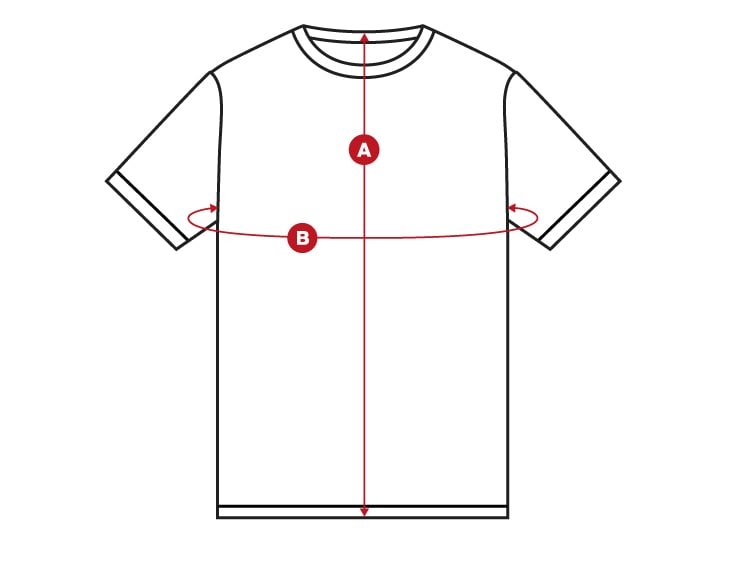 Lifestyle tshirts short sleeve size chart