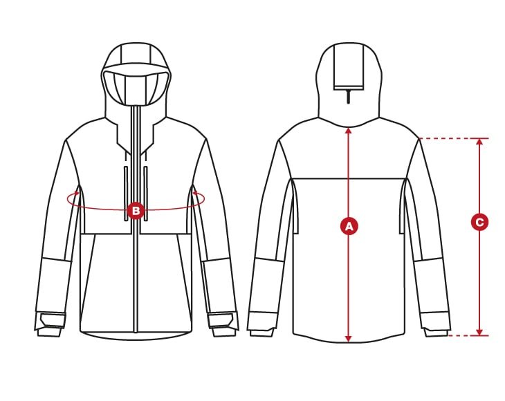Snow W5 jacket size chart
