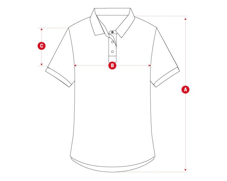 Golf polo pique woman size chart