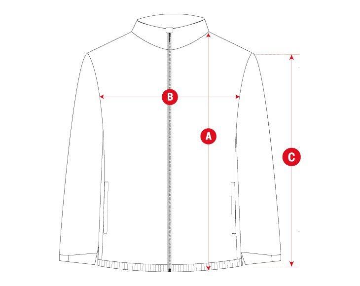 Golf windjacket size chart