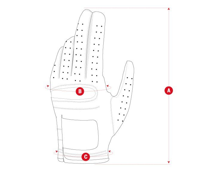 Golf gloves left size chart