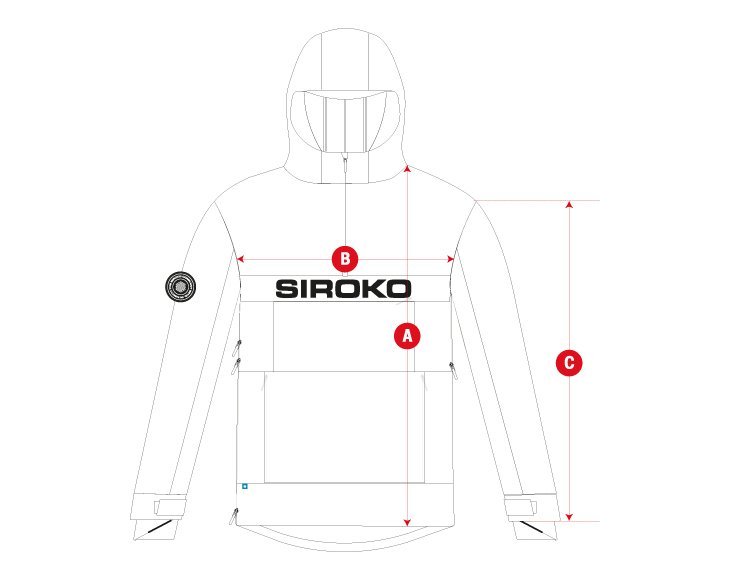 Snow W6 jacket size chart