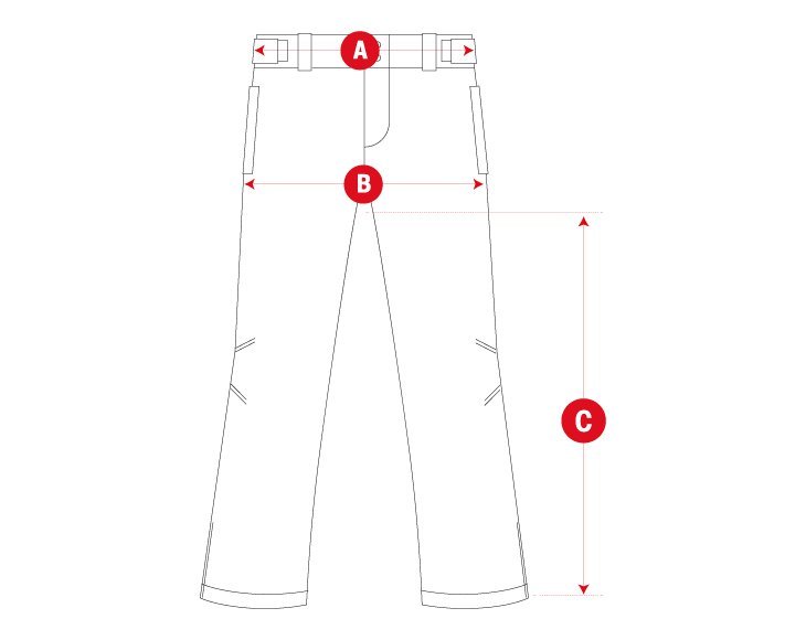 Snow core pants woman size chart