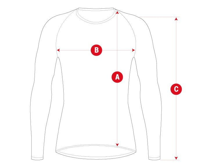 Snow core base layer man size chart