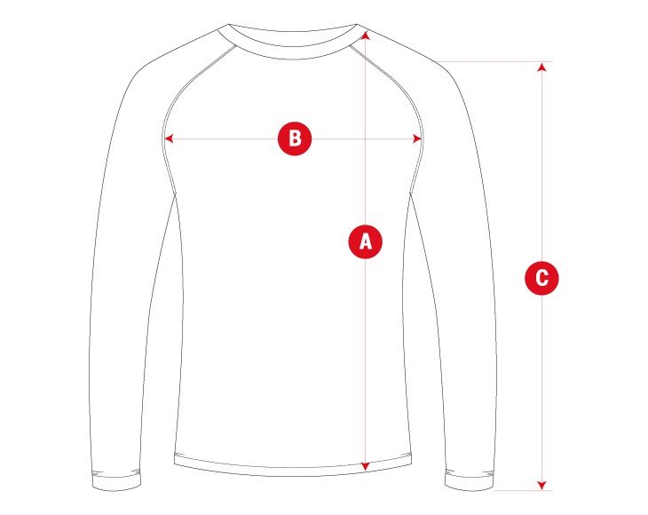 Snow ski baselayer man size chart