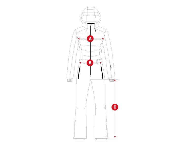 Snow ski onepiece woman size chart