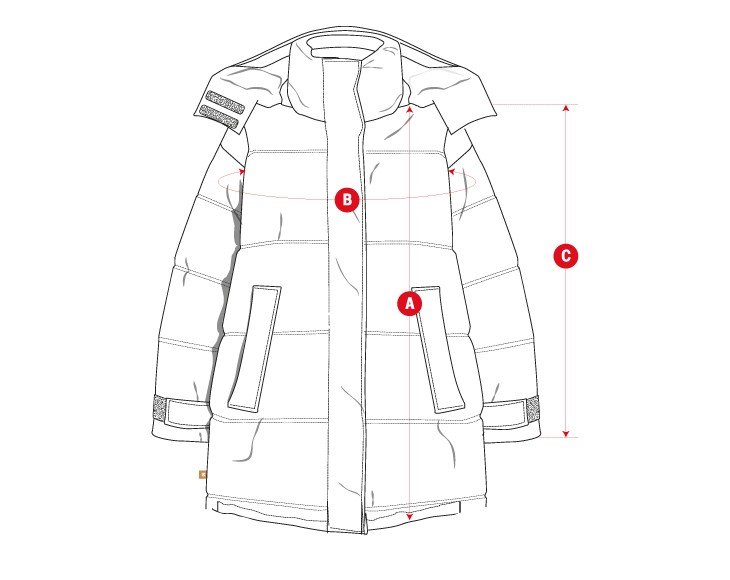 Lifestyle middle padded jacket woman size chart