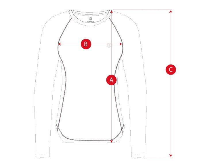 Gym tech tshirts long sleeve woman size chart