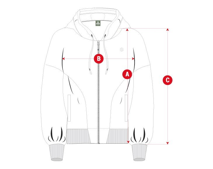 Gym fullzip jacket woman size chart