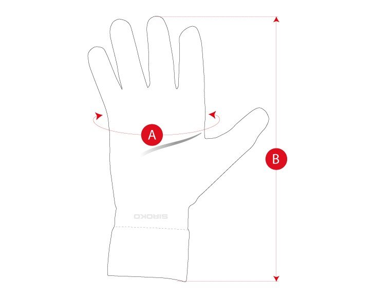 Gym running gloves size chart