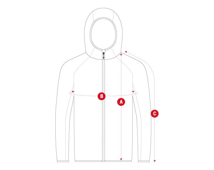 Hiking MidLayer Hoodie man size chart