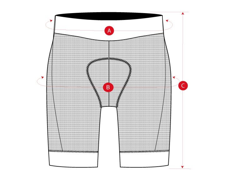 Underwear MTB cycling size chart
