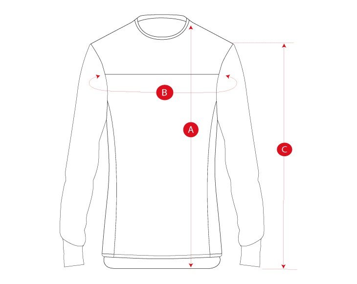 Tech MTB tshirt ls size chart
