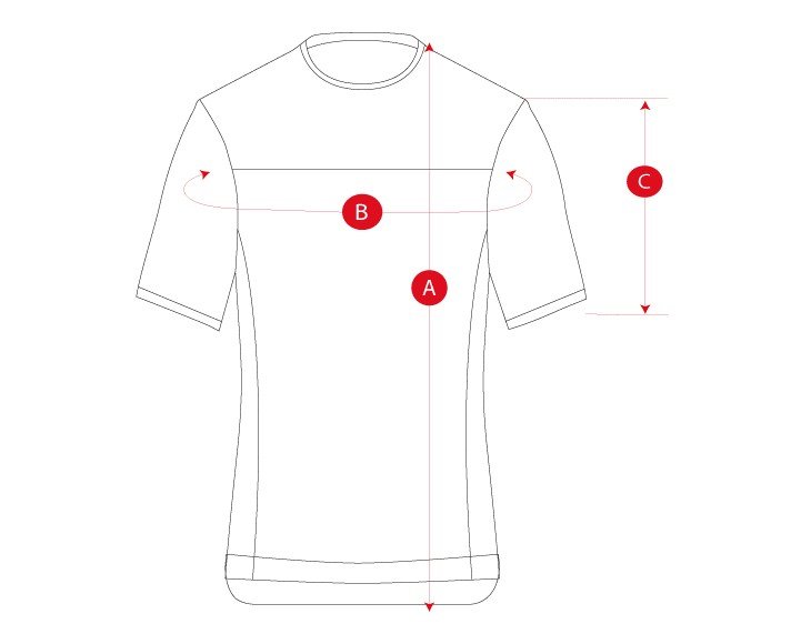 Tech MTB tshirt ss size chart