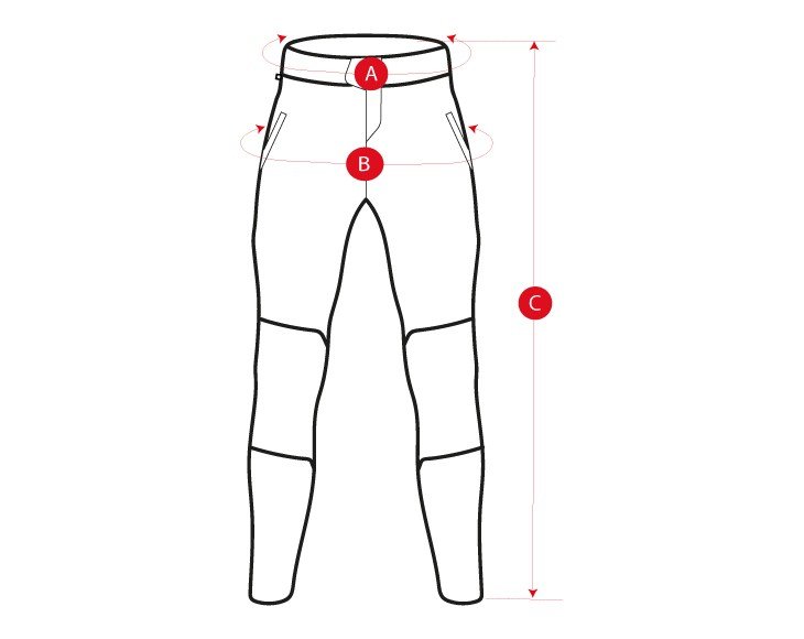 Pants MTB pants size chart