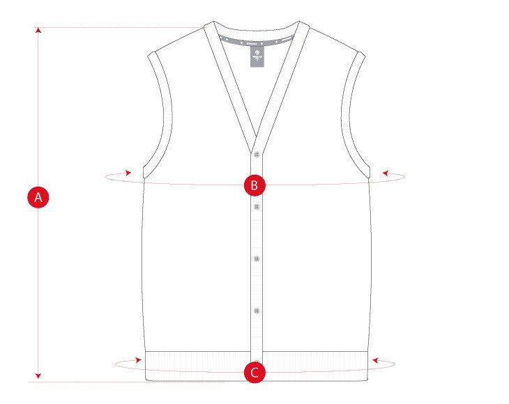 Golf cardigan vest size chart