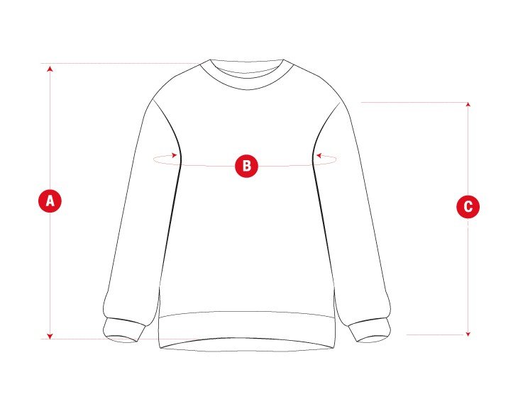 Lifestyle sweatshirt man size chart