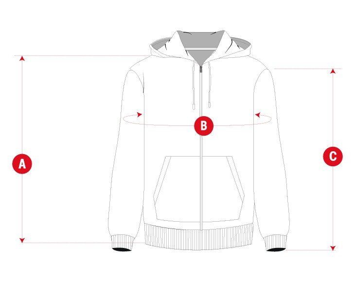 Sant Antoni tracksuit hoodie man size chart