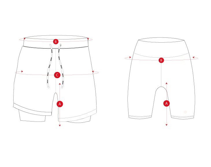 Gym combo shorts size chart