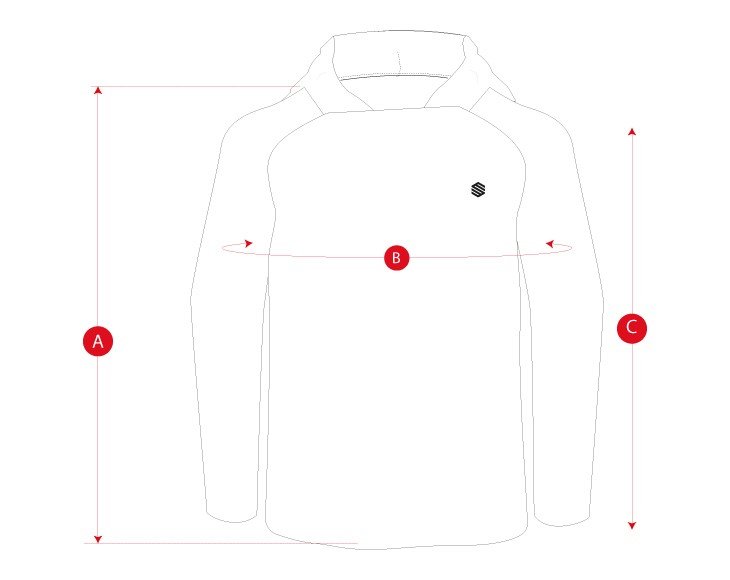 Gym tech hoodie man size chart