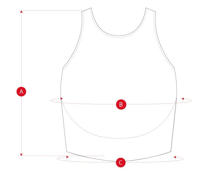 Gym bra top race woman size chart