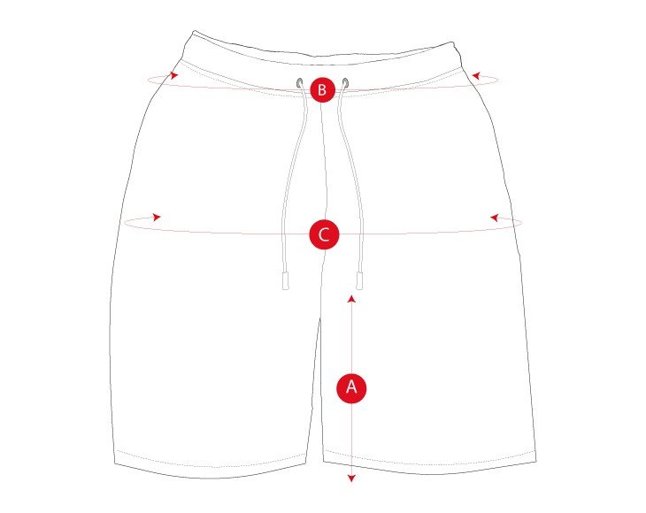 Gym cotton shorts size chart