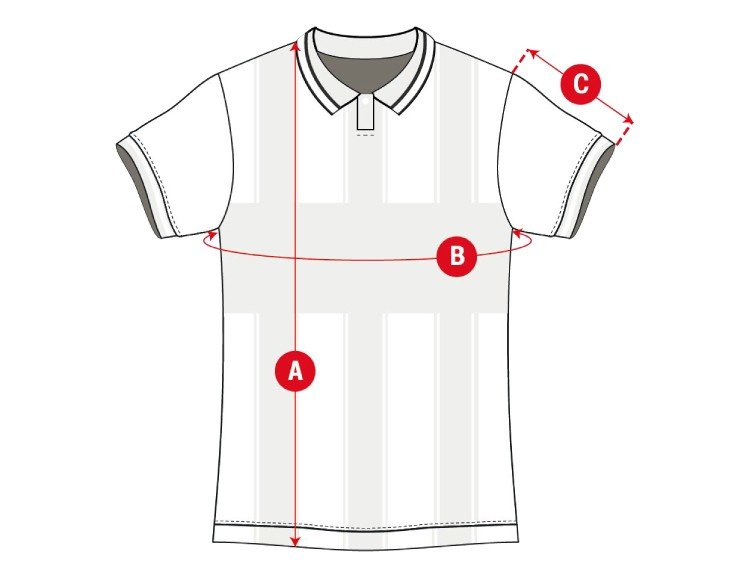 Rayo de Barcelona soccer tshirt size chart