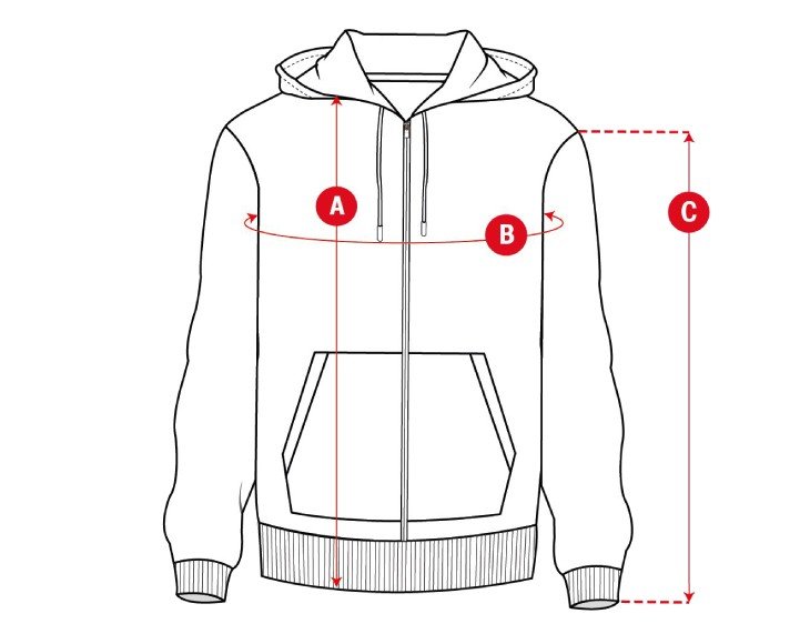Rayo de Barcelona tracksuit hoodie size chart