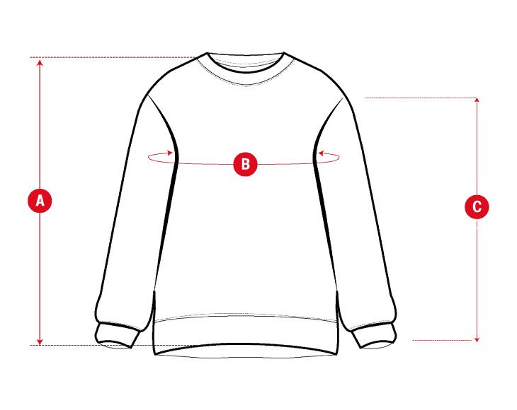 Lifestyle print sweatshirt man size chart