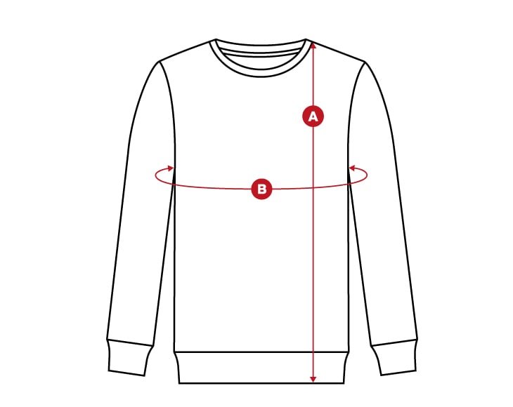 Lifestyle crewneck size chart