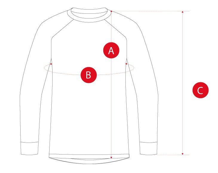 Hiking tshirts ML bl man size chart