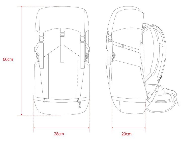 Hiking backpack size chart