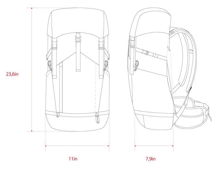 Hiking backpack size chart