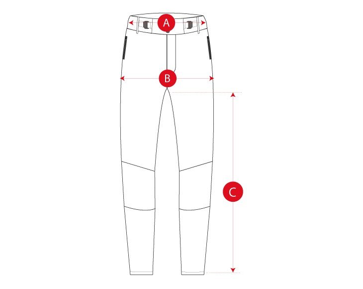 Gravel women baggypants size chart