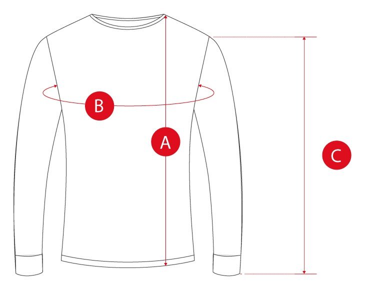 Hiking baselayer top man size chart