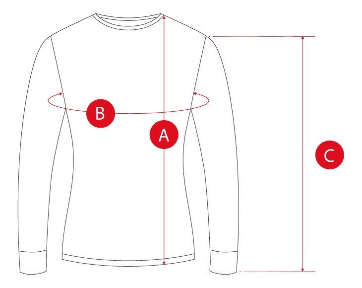 Hiking baselayer top woman size chart