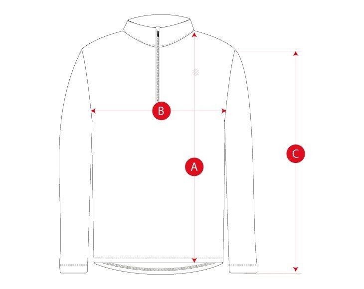 Gym halfzip sweatshirt man size chart