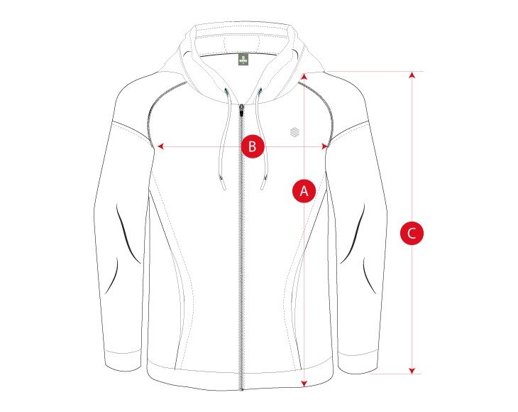 Gym hooded fullzip man size chart