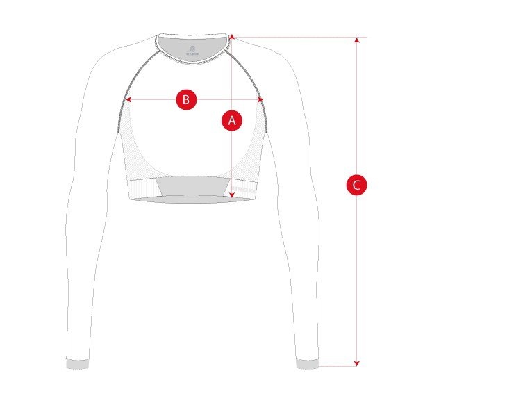 Gym cropped long sleeve woman size chart