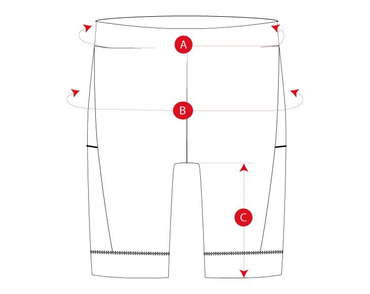 Culotte travel cycling man size chart
