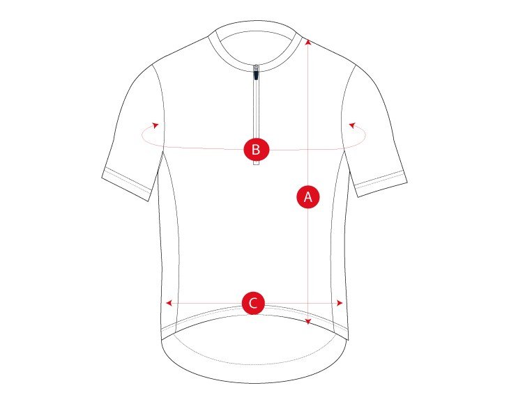 Gravel men maillots short sleeve size chart