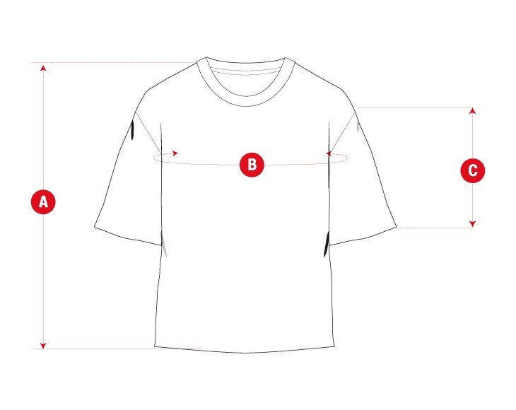 Lifestyle tshirt frontprint man size chart